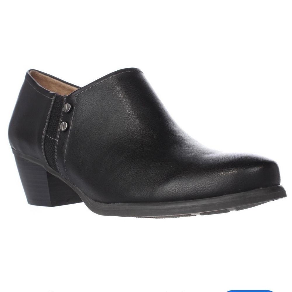 Naturalizer Koop Black Leather Low Heel Ankle Bootie 10 Old Money Dark Academia